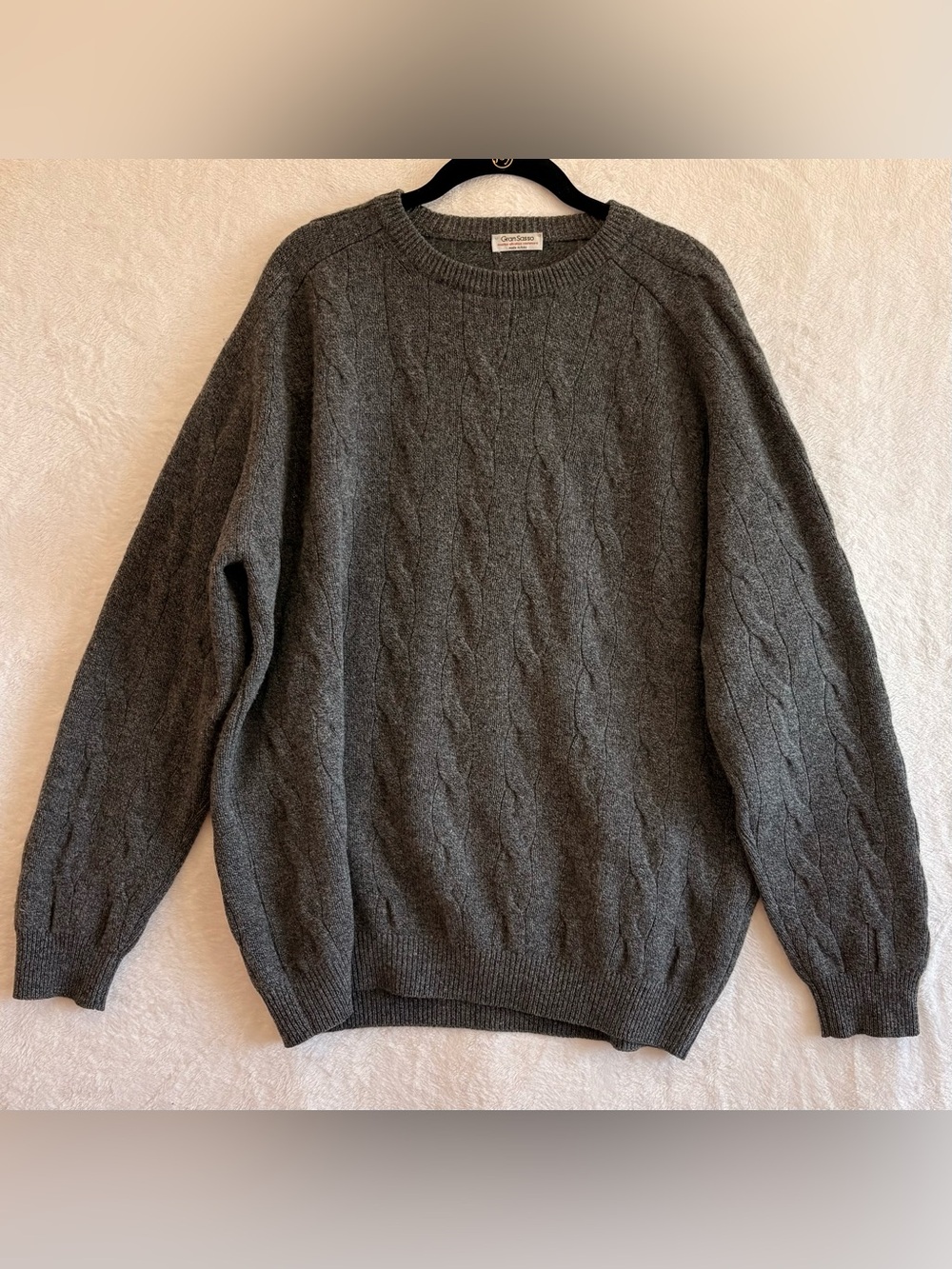 🩶 Gran Sasso Merino Ultrafine Cashmere Cable Knit Sweater – Size 52 (L)